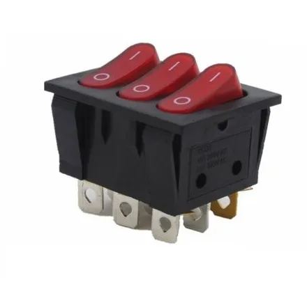 Perakende ROHS 9pin 15a 250 v Kırmızı Düğme Rocker Anahtarı KCD3-303