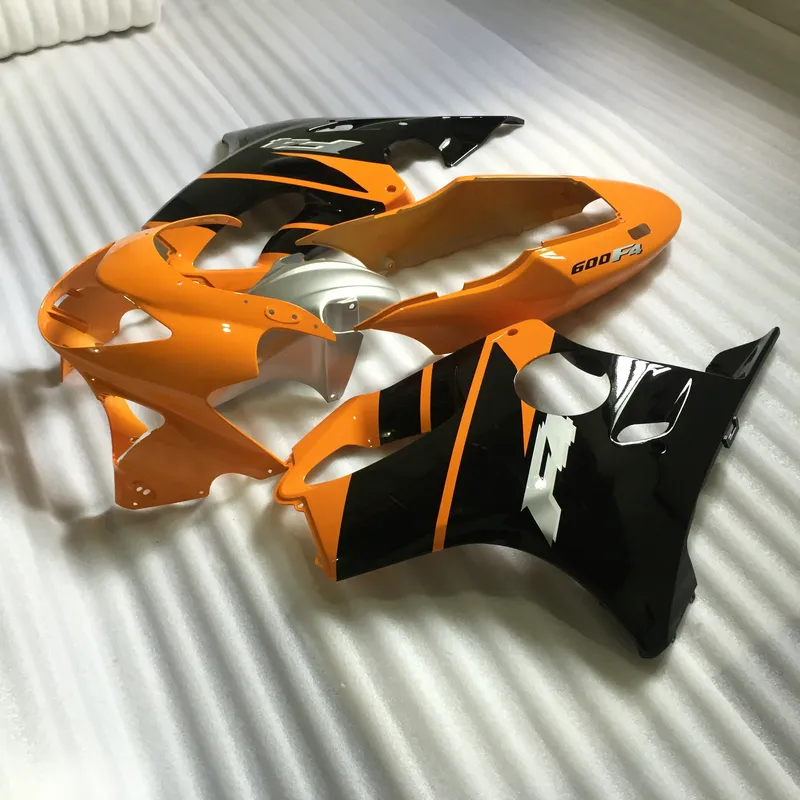 Injektionsform ABS Fairing Kit för Honda 1999 2000 CBR 600 F4 Orange Svart Motorcykel Fairings Bodykit CBR600 F4 99 00