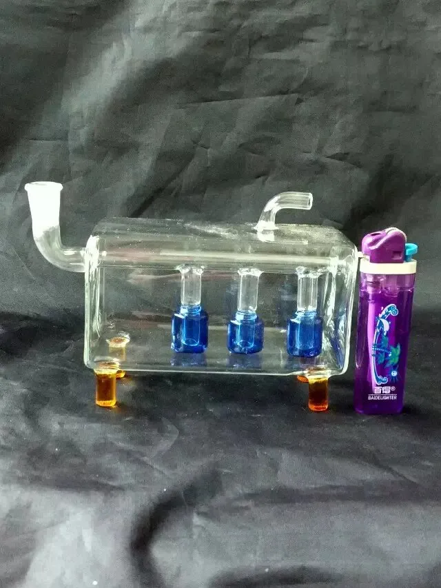 Tube horizontal trois crochets à eau en verre bongs en verre accessoires, Pipes à fumer en verre colorées mini multi-couleurs Pipes à main Best Spoon glas