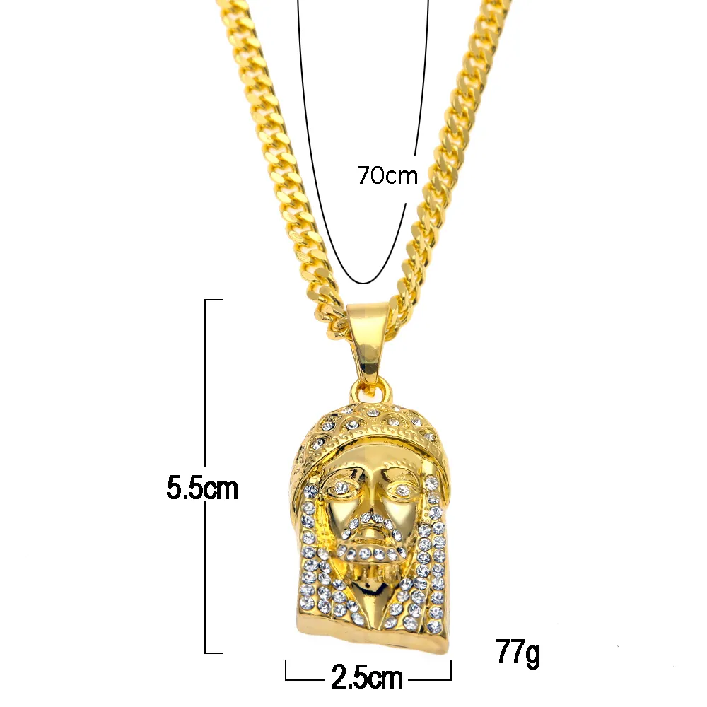 HipHop Argento GESÙ Cristo Pezzo Testa Faccia Collana con ciondolo Catena con ciondoli uomini e donne Accessori le vacanze alla moda