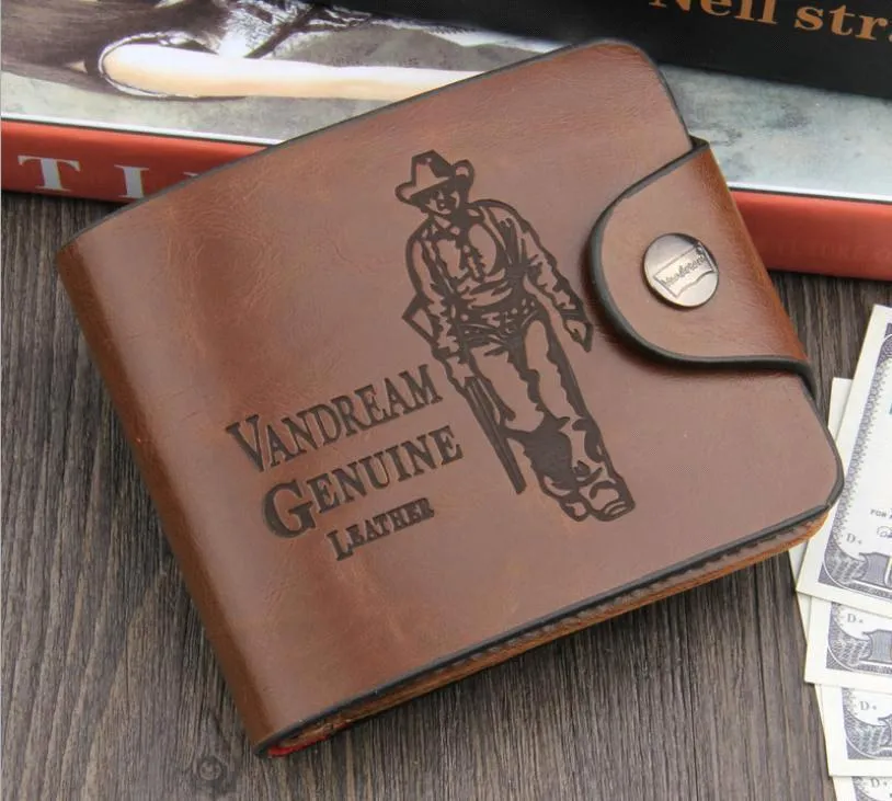 Helt nya mens högkvalitativa läder plånbok fickor kort koppling cente bifold purse vintage enkel man handväska a459