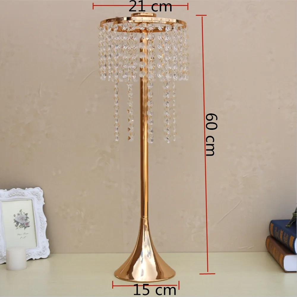 Nieuwe aankomst 60 cm hoogte kaarshouder acryl kristal bruiloft tafel kaars sticks bloem weg leads gebeurtenis 1 partij = 10 stuks