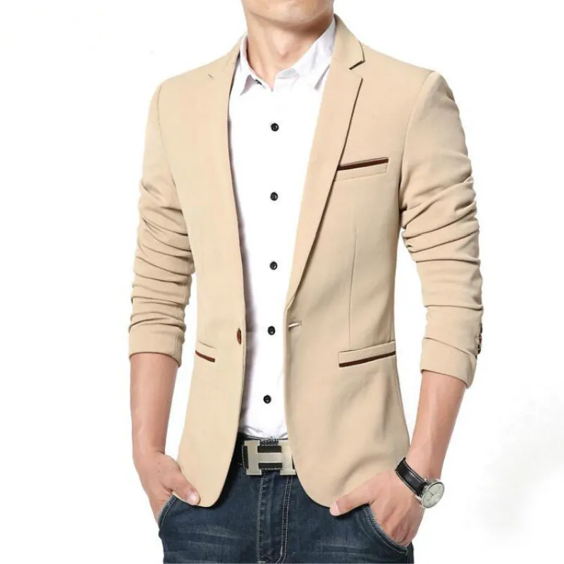 Homens de luxo Blazer Nova Primavera Moda marca Algodão Algodão Slim Fit Homens Terno Terno Masculino Blazers Homens