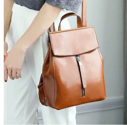 Echtes Leder Rucksack Vintage Rindspaltleder Damen Rucksack Damen Schultertasche Schultasche für Teenager-Mädchen