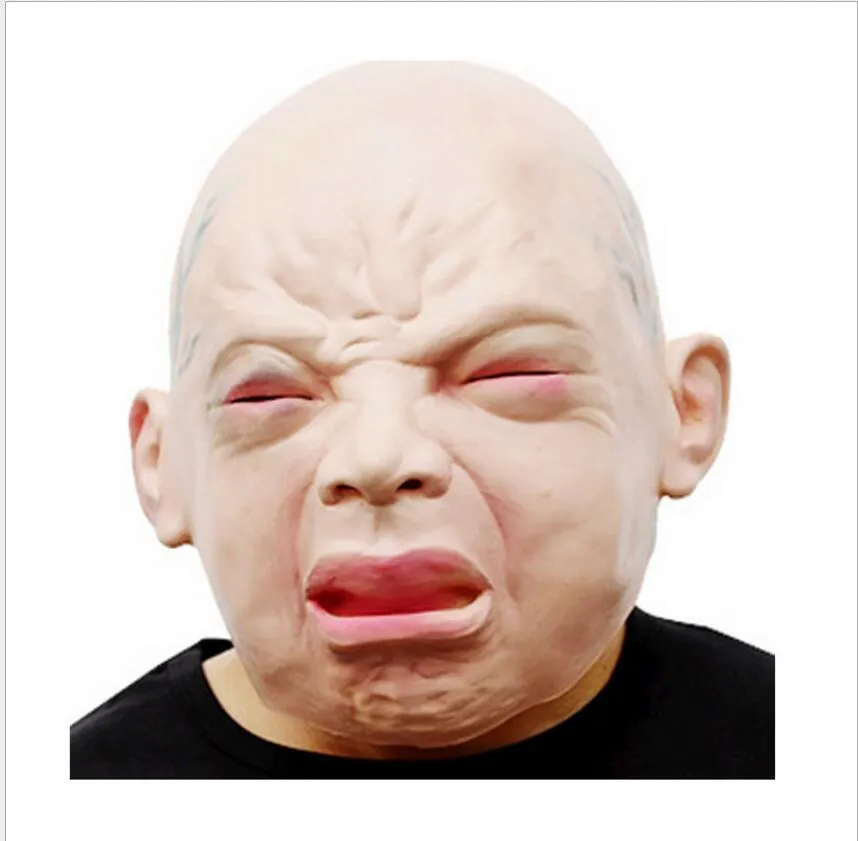 Christmas Latex Scary Cry Baby Full Head Mask Creepy Horror Face Mask ...