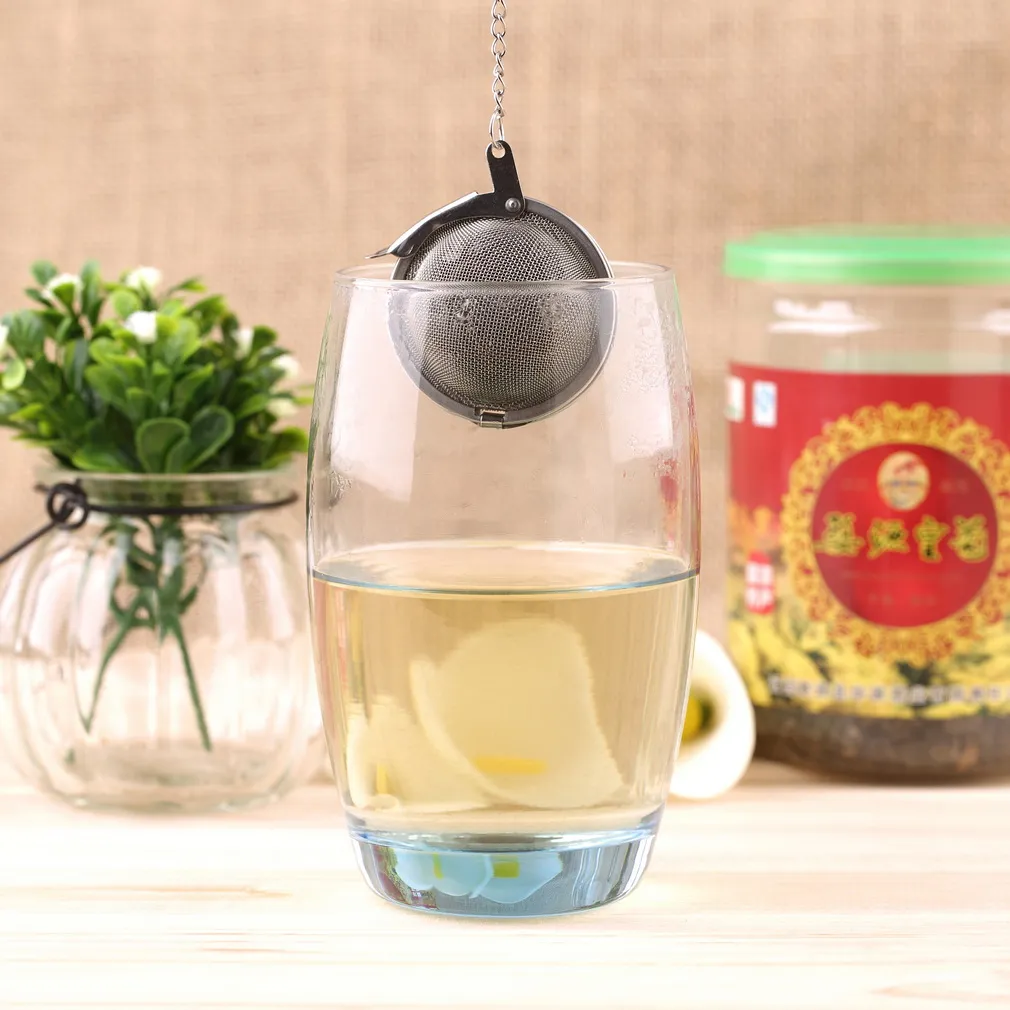 Rostfritt stål sfär Låsning Spice Tea Ball Silter Mesh Infuser Te Silter Filter Infusor Mesh Herbal Ball Cooking Tools