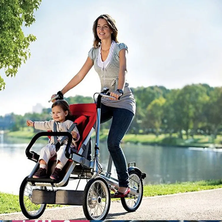 Hot Parent-Child Tricycle Baby Carriage Carrier Barnvagn Mångsidig Fällande Mamma Och Barn Tricycle Baby Barn Carrier Cykel