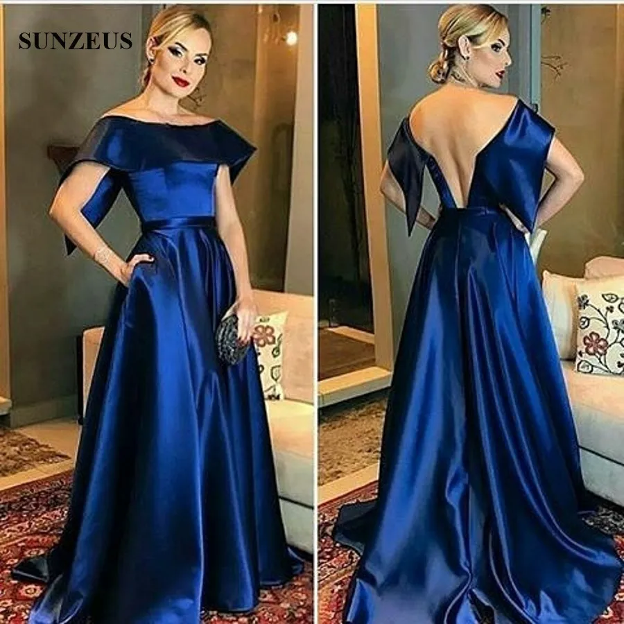 أنيقة قبالة الكتف الملكي الأزرق اللباس للمرأة حزب طويل مساء العباءات عارية الذراعين vestidos دي noite longos