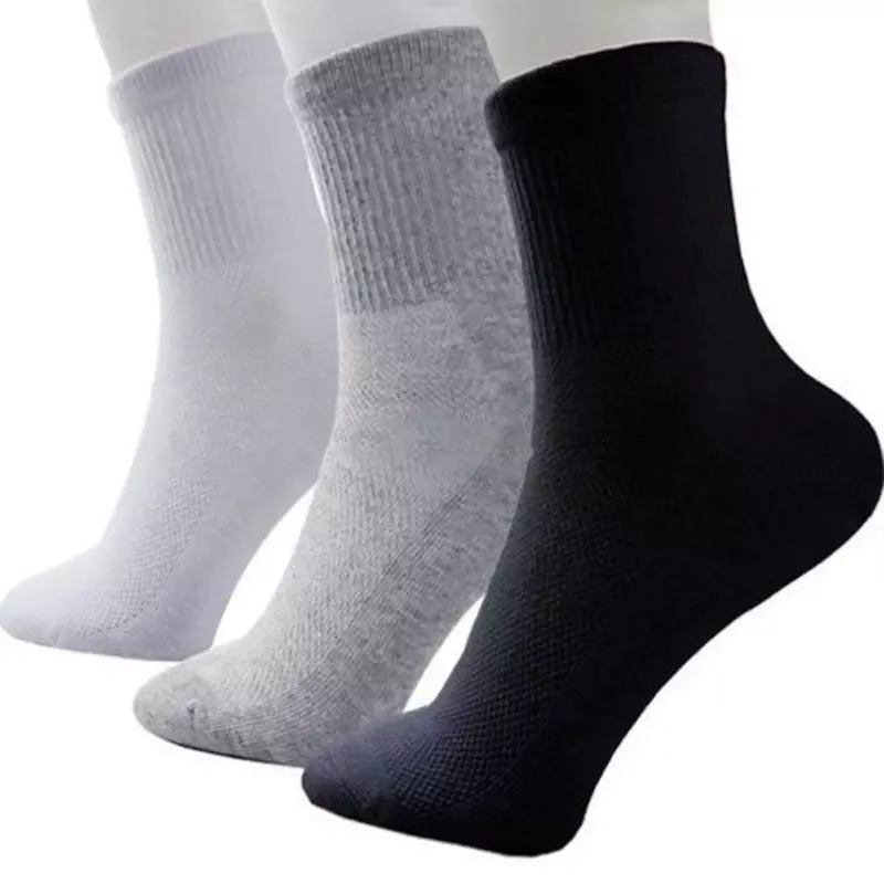 Hot Sale Fashion Summer Men Basketball Cotton Sport Socks Black White Gray High Quality Solid Breathable Running sock 10pairs/lot