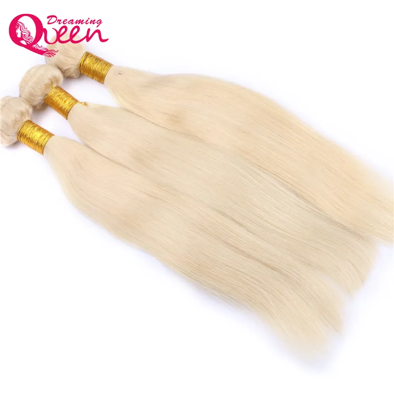 613 Blond brasilianska raka hårvävbuntar 100% Virgin Human Hair Extension 10-30 tum Ombre Human Hair Bundlar Gratis frakt