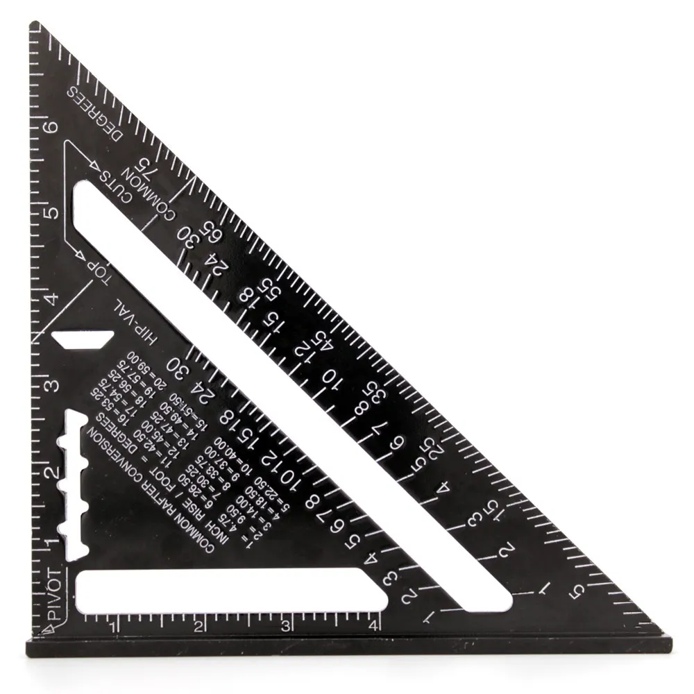 1 7 Inch Black Aluminum Alloy Quick Premium Read Rafter Speedlite Speed Square Layout Tool Triangle Angle for Carpenter S0101