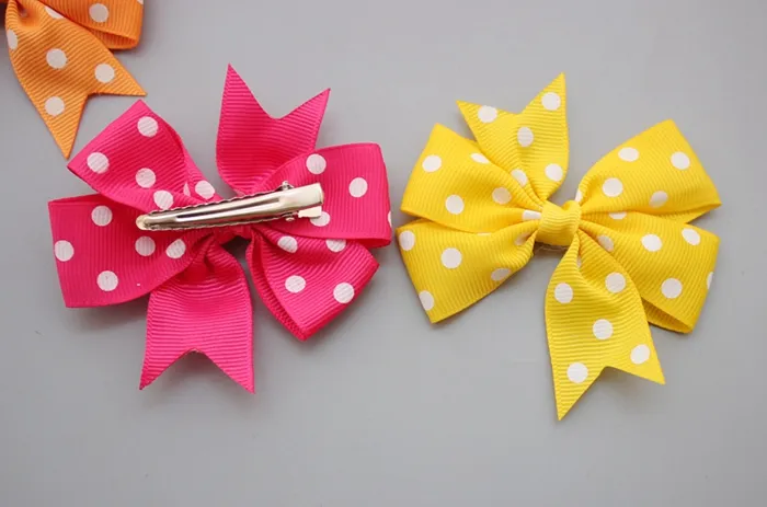 polka dot ribbon hair bows WITH clip Boutique hairbows baby girls hair accessories273m1570310