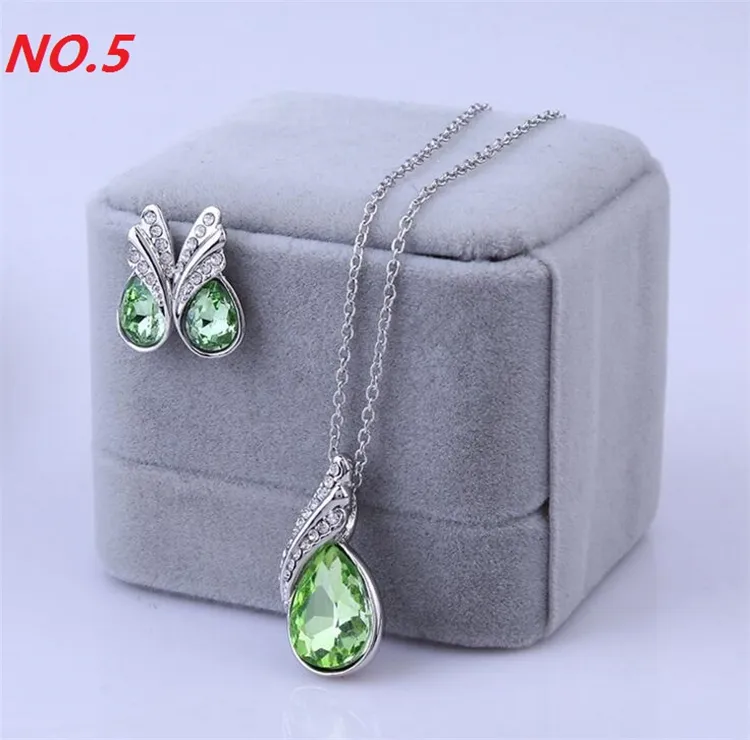 Brincos Colar de alta qualidade Jóias de cristal austríaca conjunto com colar de strass e brincos moda mulheres cristal conjunto de jóias C067