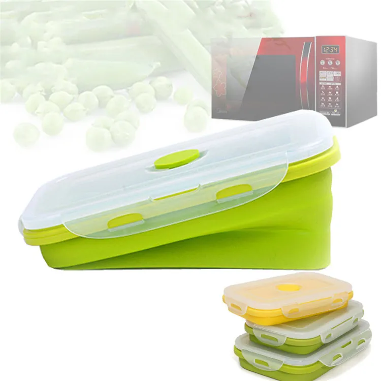 Houseware Lunch Box Collapsible Portable Food Grade Silicone Bowl Bento Boxes Folding Food Storage Container Lunch Box Ecofriendly