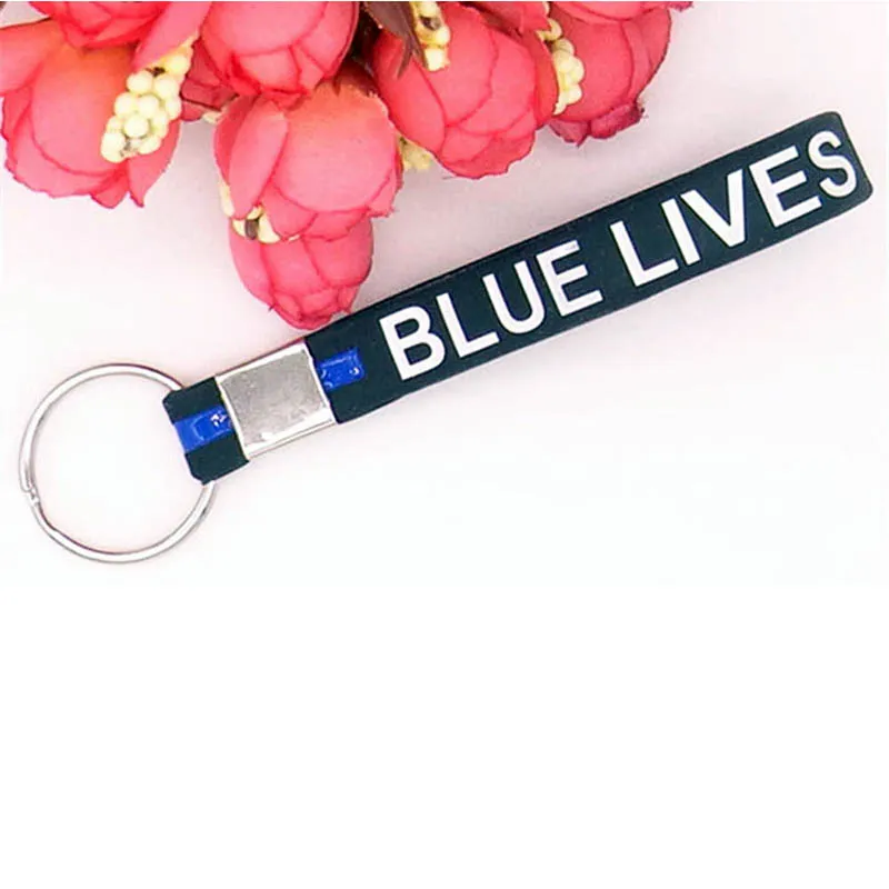 Key ring Black Blue Lives Matter Key chain Wristband Silicone Bracelets Simple Key chain Wristband Silicone Bracelets Thin Matter Wristbands