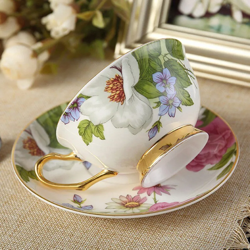 Juego De Taza Y Platillo De Porcelana Estilo Leopardo Elegante