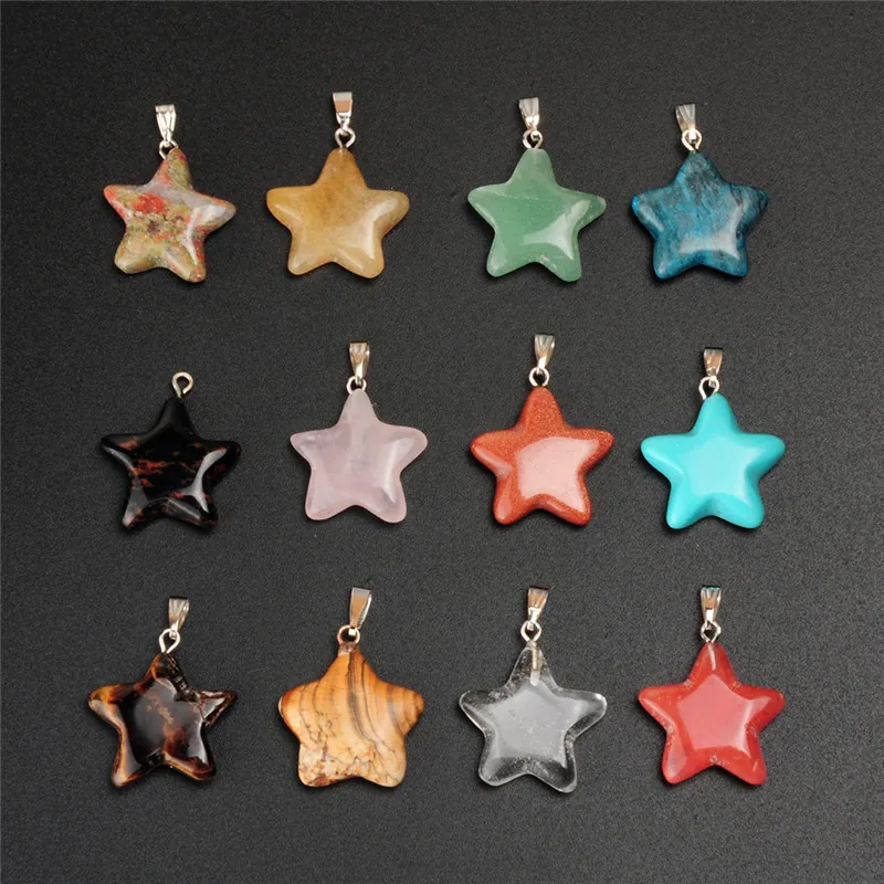 Amulet Magic Five Pointed Star Crystal Blue Goldstone Agate Featured Luck Hanger voor nek sieraden cadeau en decoratieve kerstboom