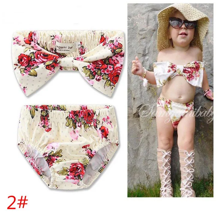 Mignon bébé Bikini Big Bowknot Stripe 2 pièces jupe maillots de bain ensembles INS vente chaude bébé filles bain 11 styles prix usine fille vêtements de plage