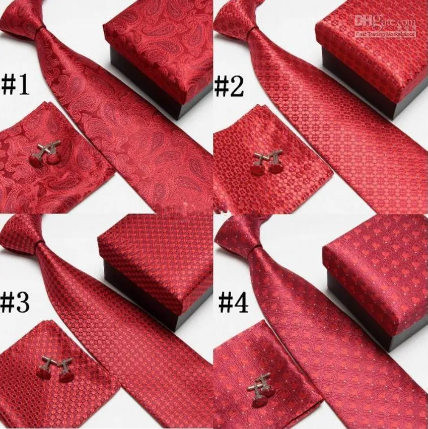 Neck Tie Set Stropdas Manchetknopen Heren Ties Polyester Ascot Hankies Striped Tower Pocket Square