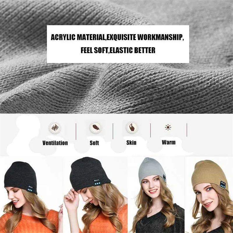 Bluetooth Hat Música Beanie Cap Bluetooth V4.1 fone de ouvido estéreo sem fio Microfone Handsfree For All entregas Hat Música