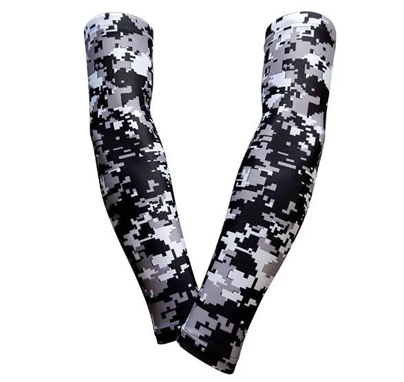 Black Camo Compression Elbow Arm Sleeves Baseball Sleeve Bike Golf Live