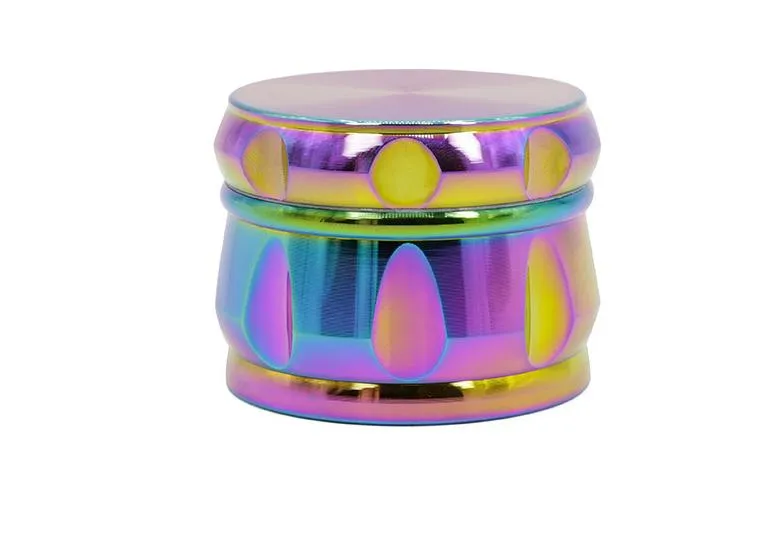 Liga de zinco de quatro camadas Rainbow Color Drum Tipo Ice Blue Colorful Chanfrar Smoke Separador Novos Fumantes 5963