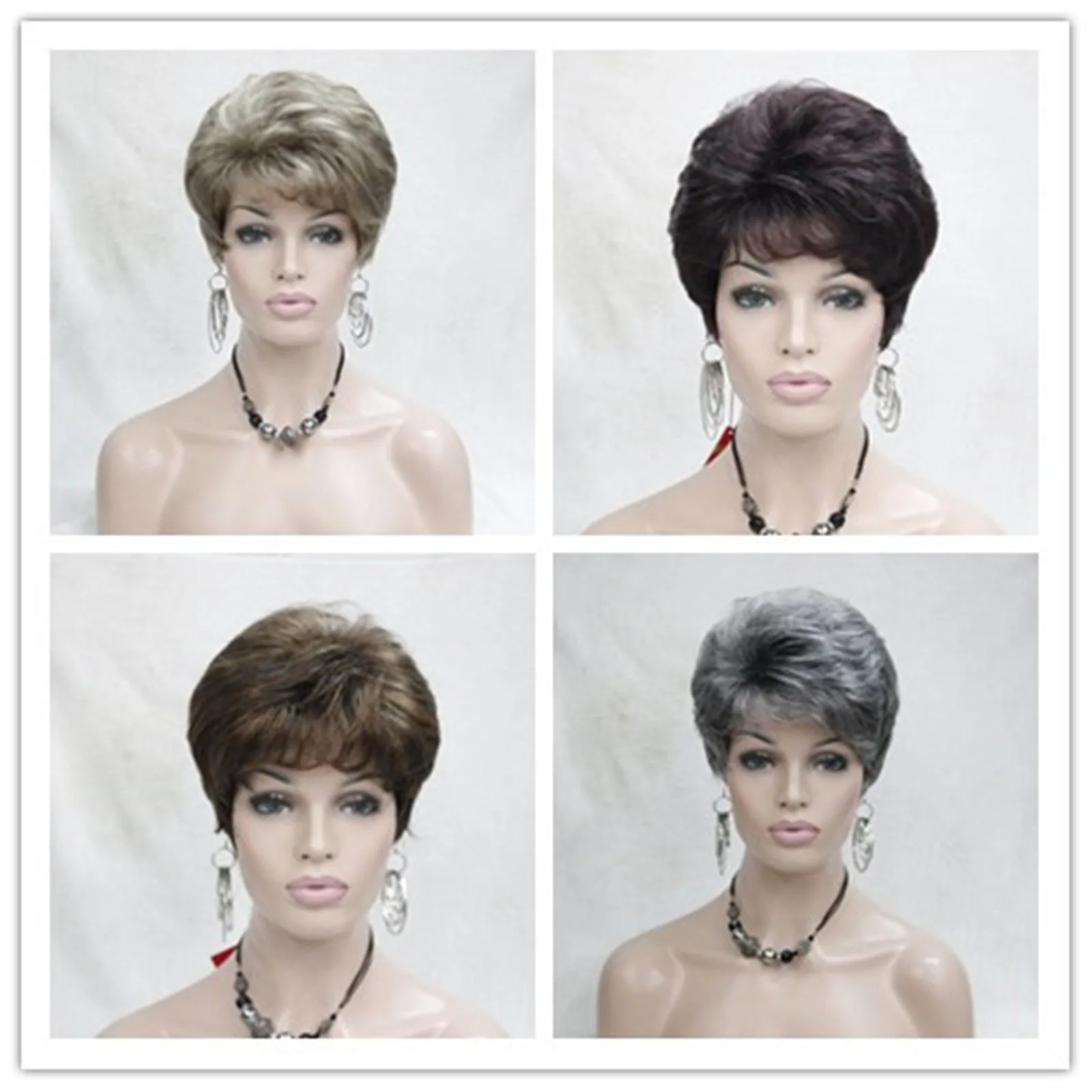 free shipping beautiful charming hot fashion sexy charming woman's short wavy full wig 4 color select