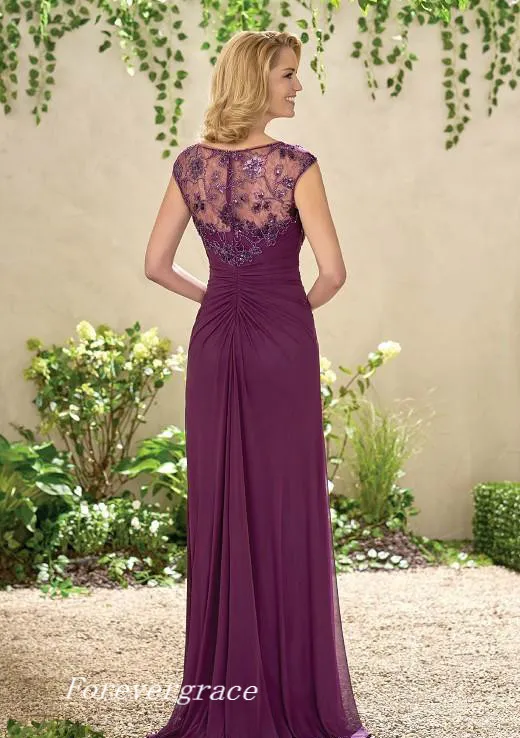 Elegant Long New Plum Column Mother of the Bride Dresses Zipper Back Formal Godmother Evening Wedding Guests Dress Custom Made Plus Size