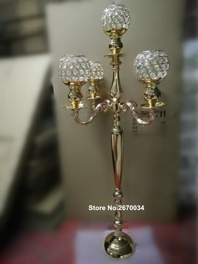 New! tall and large sliver or gold wedding table centre piece crystal candelabra