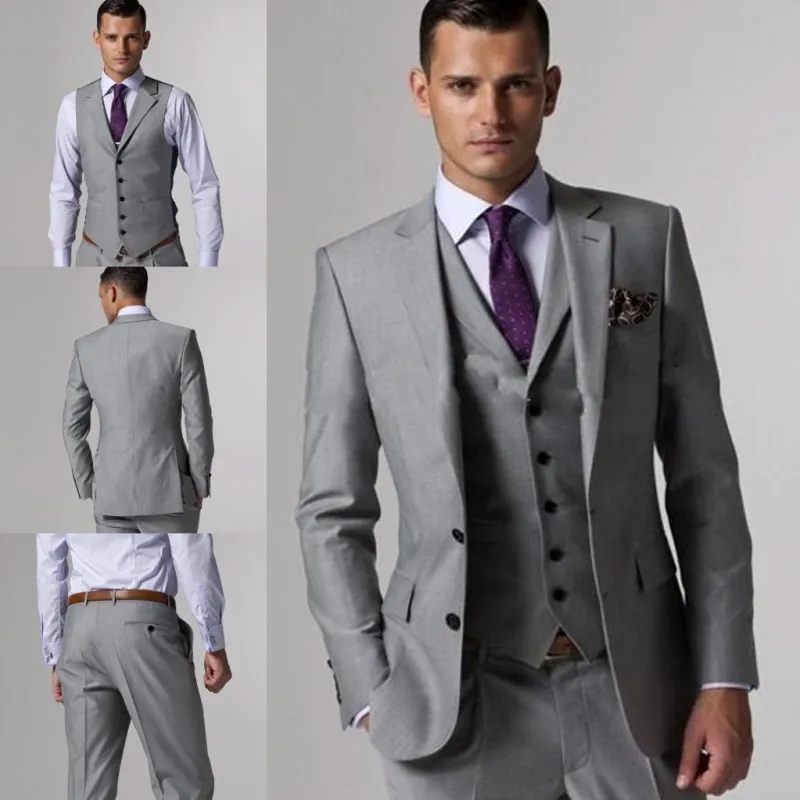 Handsome Wedding Groom Tuxedos Jacket+Tie+Vest+Pants Men Suits Custom