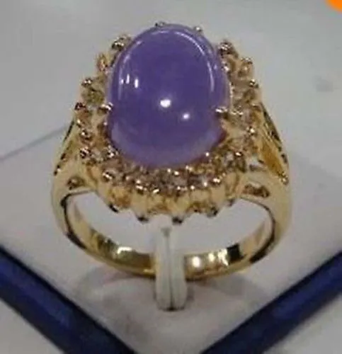 Details about Noble beautiful pretty purple jade oval rings Size:7 8 9