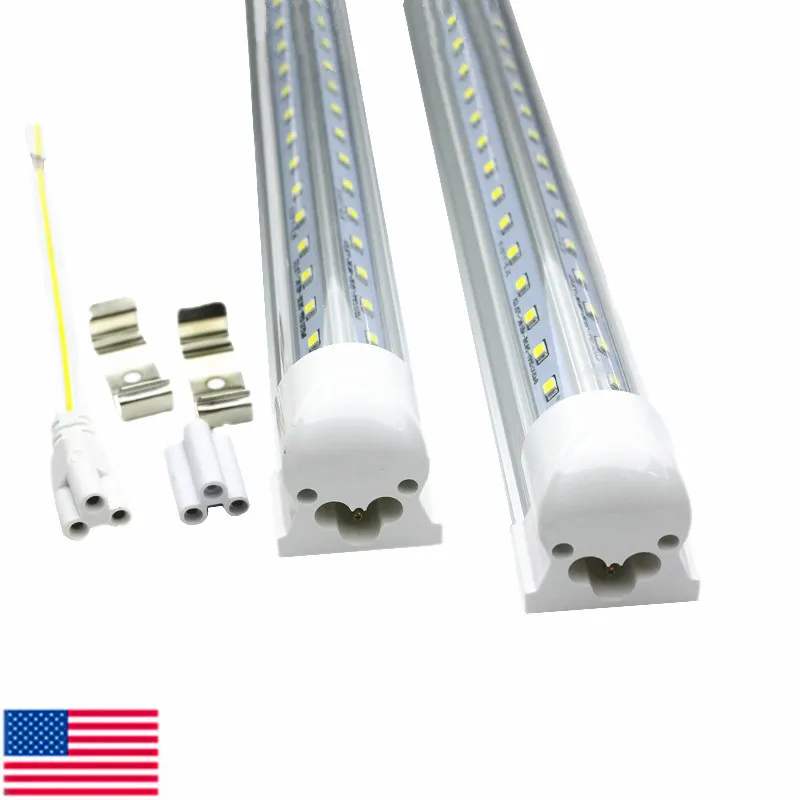 Ultra Parlak V Şeklinde 4ft 5 ft 6 ft 8ft Cooler Kapı Led Tüp T8 Entegre Led Tüpler Çift Taraflı SMD2835 Led Floresan Işıklar AC 85-265V