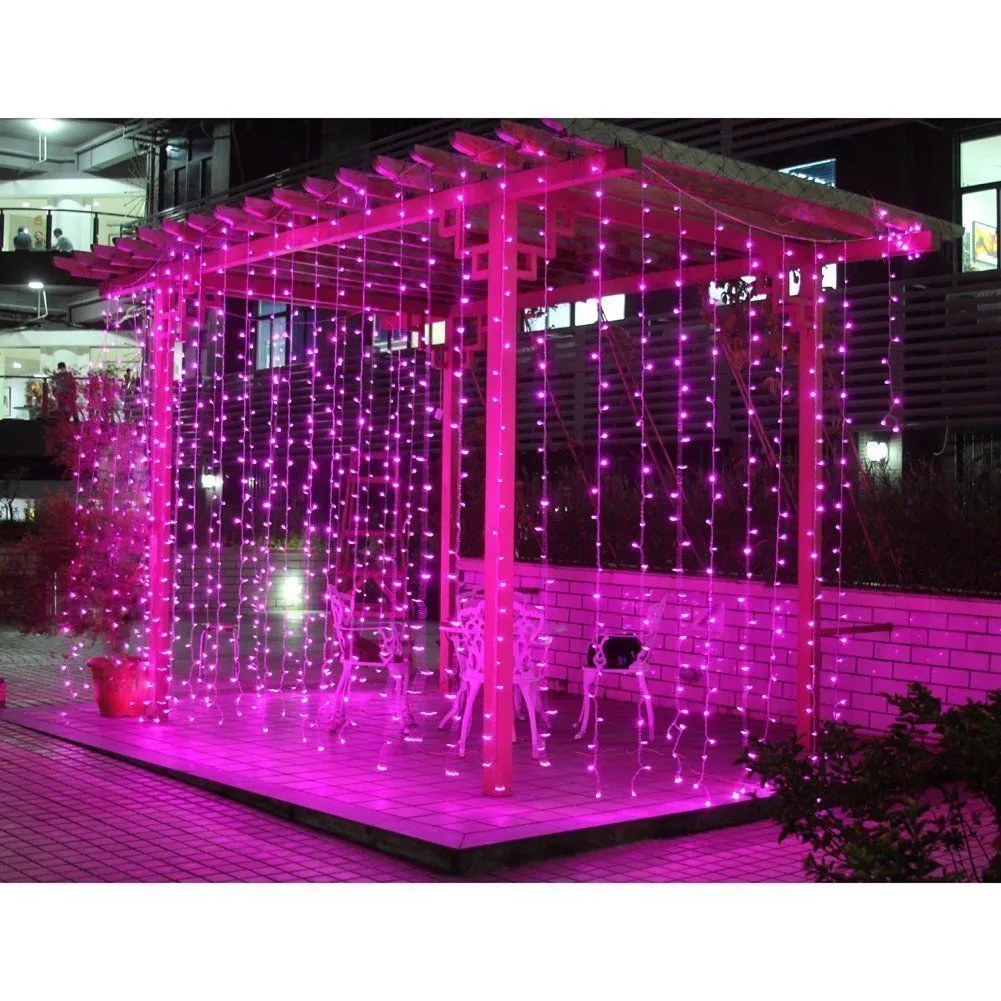 300 LED-verlichting Bruiloft Kerst String Verjaardag Party Outdoor Home Warm Wit Decoratieve Fee Gordijn Garlandes