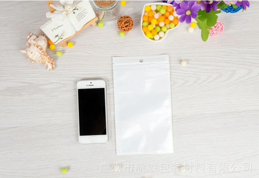 Clear White Pearl Plast Poly Väskor OPP Zipper Lock Retail Packaging Smycken Mat PVC Plastpåse för Samsung Cell Phone Case