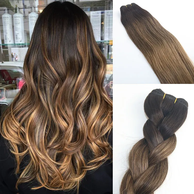 Balayage Ombre Färg # 2 # 8 Brun Högkvalitativ Hot Selling Brasiliansk Virgin Hair Rak Human Hair Weave Extensions Bundles 100g