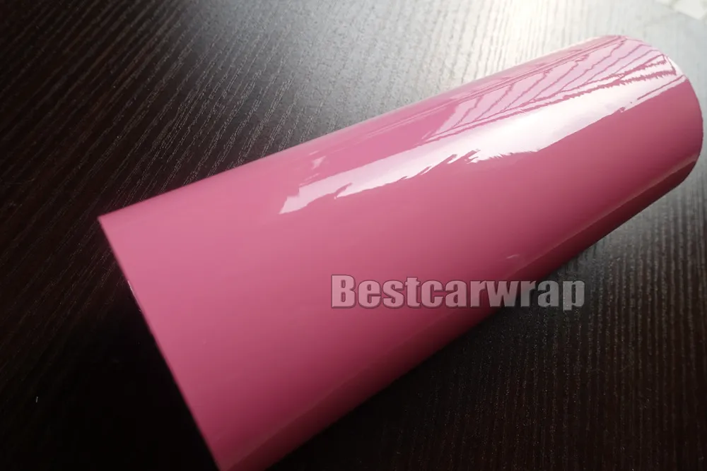 Gloss Pink Vinyl Wrap Glossy für Autolpackfilm mit Luftblasenfreier Fahrzeugverpackungsfolie wie 3m 1080 Größe: 1,52*20 m/Roll