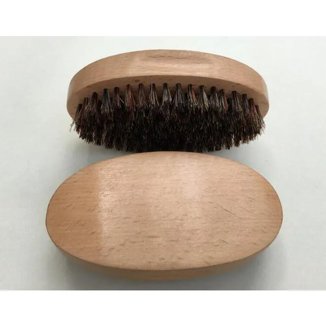 The Wild Boar Bristle Brush Brush Elliptic Beard for Men Were Men Boar Hair Brush Beard Mustache Military Round Wood Handle Bristles