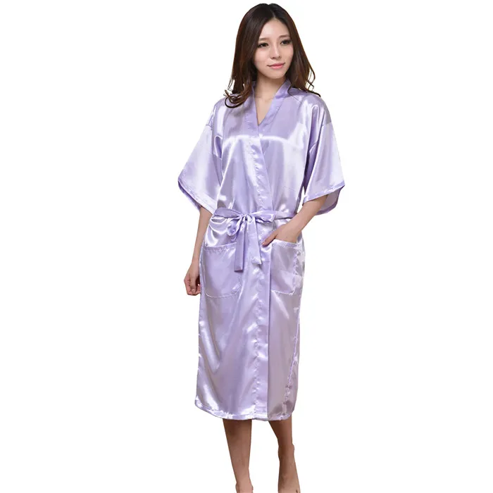 9色ファッション女性用ソリッドシルクの着物のブライドメイドウェディングパーティーナイトガウンパジャマM011246Tのための