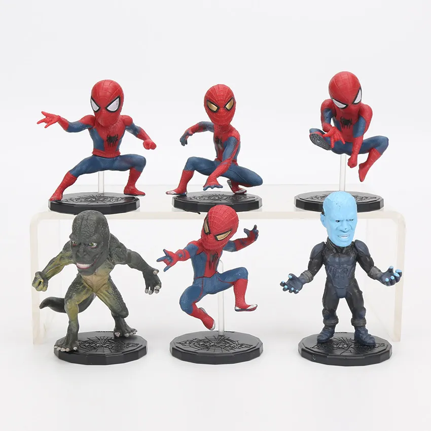 Spiderman Homecoming Figuras de Acción Dibujos Animados 6 Unids PVC Modelo  Coleccionable Comics Heroes Spider Man