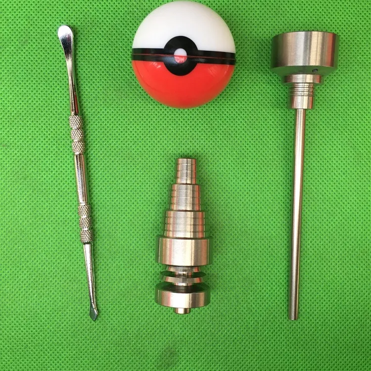 Szklany zestaw narzędzi do bonga z pojemnikiem Pokeball Jar 10mm 14mm 18mm regulowany bez kopuły GR2 Titanium Nail Carb Cap Dabber Tool do szklanej fajki