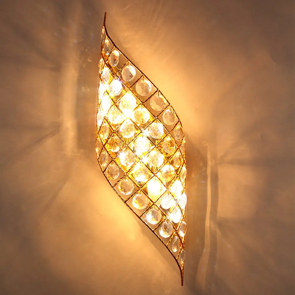 Applique da parete in cristallo moderno Golden Angel's Wings Corridor Camera da letto Comodini Applique da parete di lusso Lampada da parete per studio