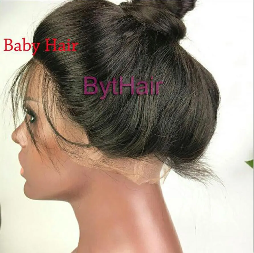Bythair Bythair 180％密度ブラジルの波のフルレースの人間の髪のウィッグのためのブラック女性レミーの髪のゆるい波レースのフロントかつらのひきいレースのかつら