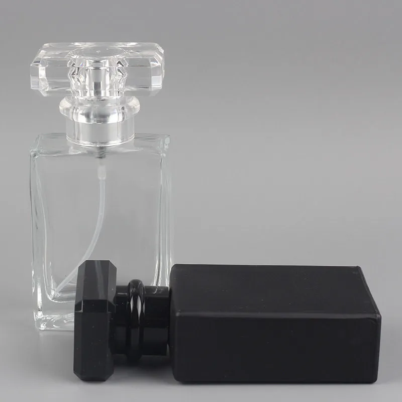 30ML الزجاج الشفاف زجاجة فارغة زجاجة عطر رذاذ رذاذ يمكن أن تملأ زجاجة رذاذ مربع حجم السفر المحمولة F3058
