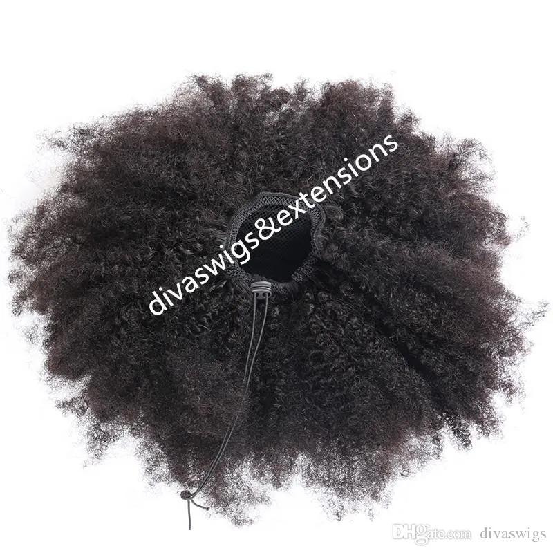 Dora crépus bouclés queue de cheval cheveux humains bouclés met en évidence femme noire, cheveux queue de cheval wrap extension grade 5a