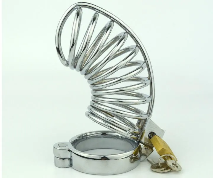 Medium Size 1 Style Stainless Steel Male Cock Cage Penis Ring Chastity Device Adult Bondage BDSM Product Sex Toy 5 size