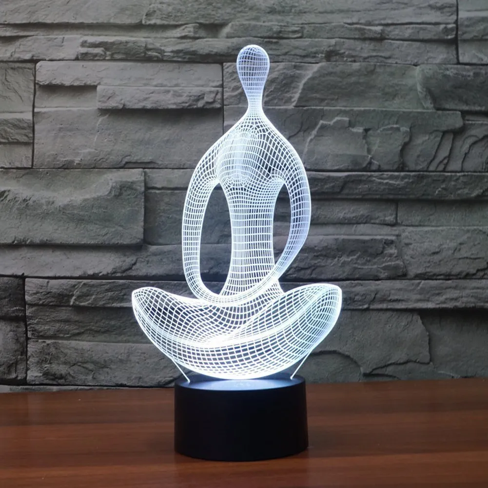 3D Illusion Lamp Sitting Meditation Visual Effect Night Light Glows With Smart Touch Switch USB Cable