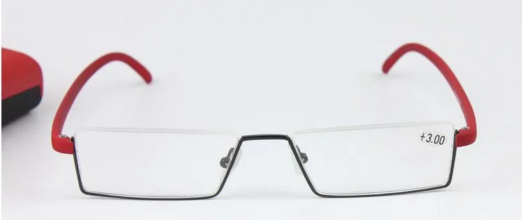 Retail TR90 reading glasses go with case for women portable mini presbyopia glasses red color9448278
