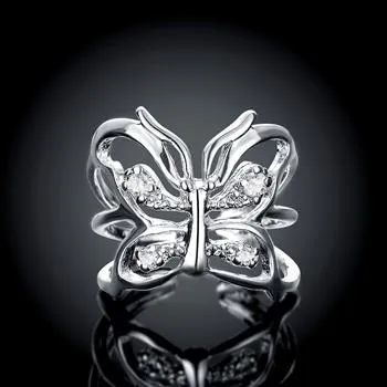 Hot New Fashion 925 Silver Biżuteria Urok Pierścienie Butterfly Bangles Zestaw Z Cyrkon Darmowa Wysyłka 5 Zestaw