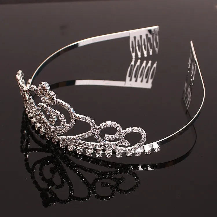 Enfeites de cabelo noiva enfeites meninas tiaras princesa crianças cocar de bebê cristal diamante coroa pente por atacado