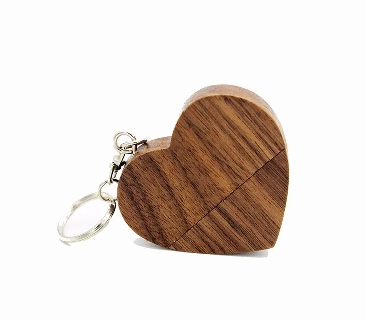 DHL ship customize natrual Wooden Pendrive 4GB 8GB 16GB 32GB Heart USB Flash Drive U disk Memory Stick USB for photography Wedding Gift